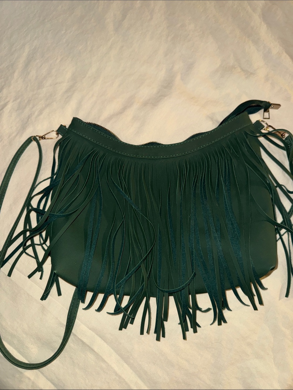 Fringe Crossbody Bag in Deep Green - Picture 4 of 4